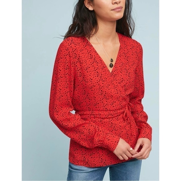Just Female Ellen Satori Wrap Blouse Anthropologie - Picture 1 of 12